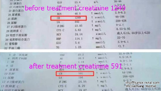 Créatinine sérique élevé réduit à 591à partir de 1249 dans les 10 jours